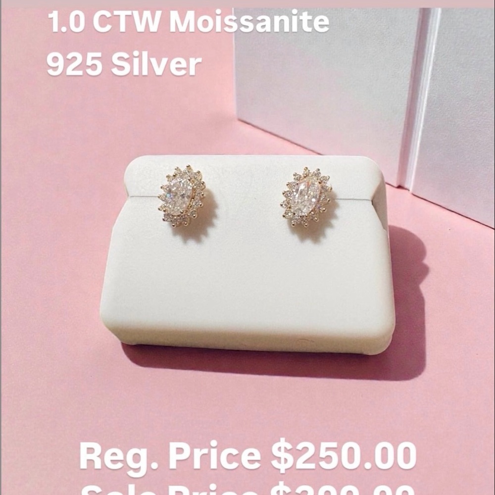Dazzling Silver Moissanite Halo Earrings